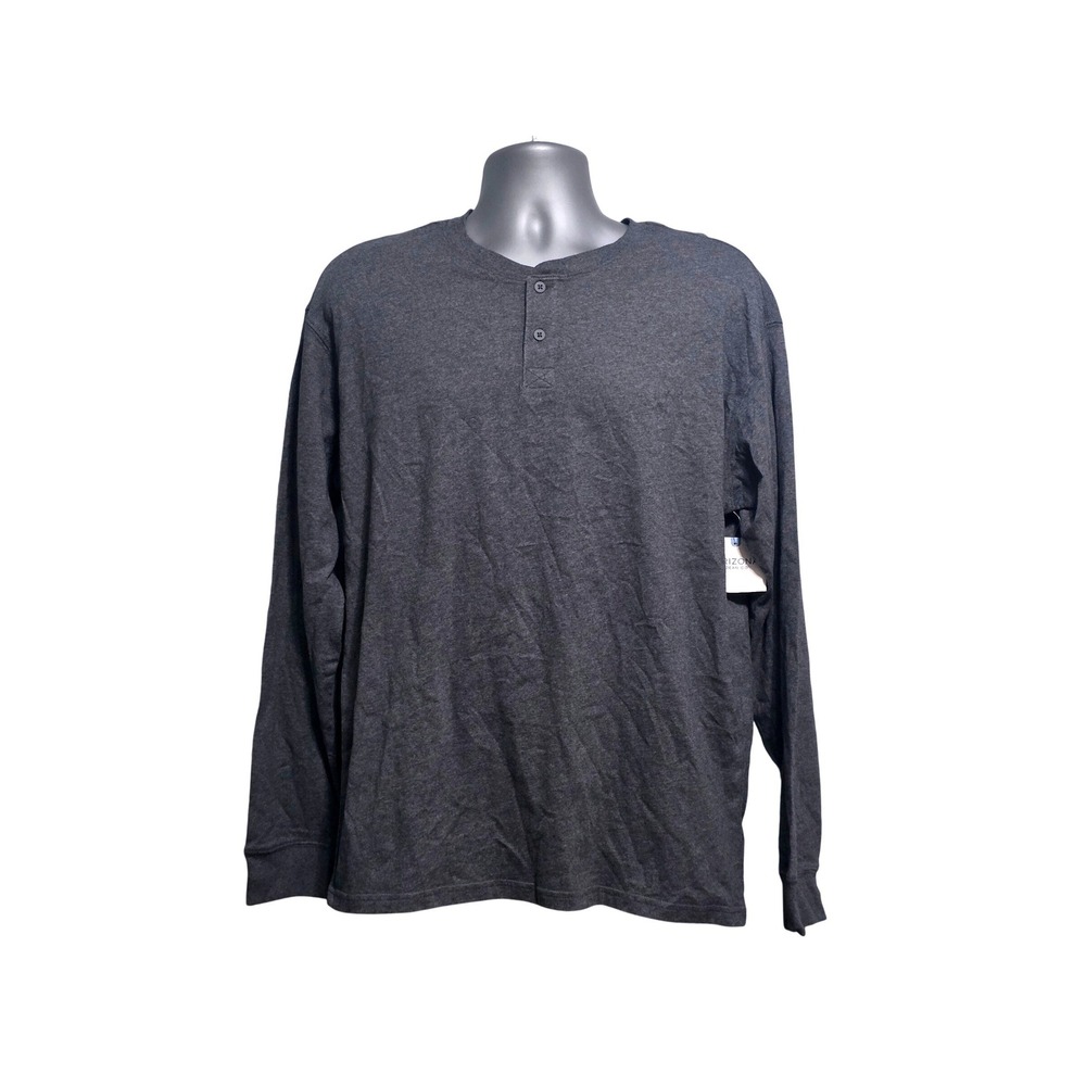 Arizona Jean Co Mens Henley Long Sleeve Shirt Dark Gray Heather Medium NWT